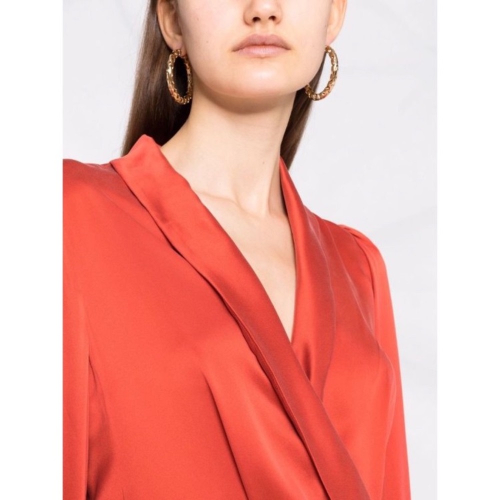 Zimmermann Silk Wrap Midi Dress in Crimson Red - Picture 8 of 12